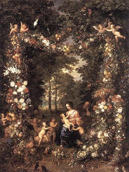 Jan Brueghel The Elder Heilige Familie in einem Blumen china oil painting image